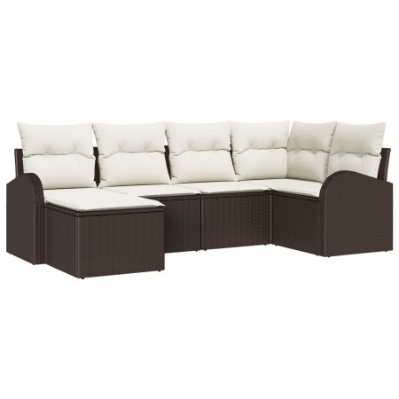 Conjunto de Sofá de Jardín de 6 Piezas con Cojines Marrón Poliratán von , Outdoor-Sofas - Ref: Foro24-3346108, Preis: 395,40 ...