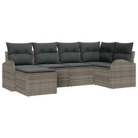 Conjunto de Sofá de Jardín de 6 Piezas con Cojines Gris Poliratán von , Outdoor-Sofas - Ref: Foro24-3346109, Preis: 379,73 €,...