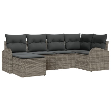 Conjunto de Sofá de Jardín de 6 Piezas con Cojines Gris Poliratán de , Sofás de exterior - Ref: Foro24-3346109, Precio: 380,0...