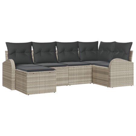 Conjunto de Sofás de Jardín de 6 piezas con Cojines en Ratán Poliéster Gris Claro von , Outdoor-Sofas - Ref: Foro24-3346112, ...