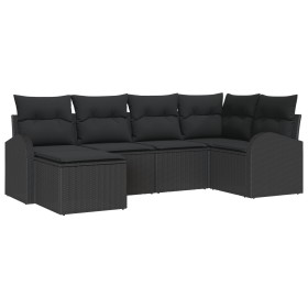 Conjunto de Sofá de Jardín de 6 Piezas con Cojines Negro Ratán Poliéster by , Outdoor sofas - Ref: Foro24-3346113, Price: 395...