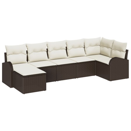 Conjunto de Sofá de Jardín de 7 Piezas con Cojines Marrón de Poliratán de , Sofás de exterior - Ref: Foro24-3346128, Precio: ...