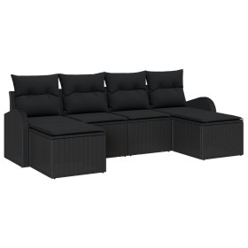 Conjunto de Sofá de Jardín de 6 Piezas con Cojines Negro Poliratán von , Outdoor-Sofas - Ref: Foro24-3346153, Preis: 352,99 €...