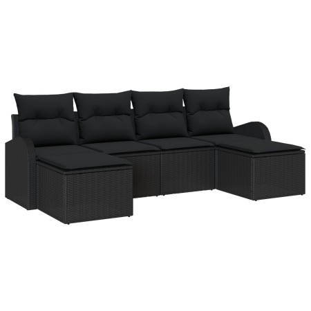 Conjunto de Sofá de Jardín de 6 Piezas con Cojines Negro Poliratán by , Outdoor sofas - Ref: Foro24-3346153, Price: 352,99 €,...
