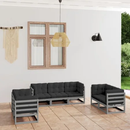 Gartenmöbelset 7-tlg. mit Kissen aus massivem Kiefernholz von vidaXL, Gartensets - Ref: Foro24-3076501, Preis: 654,95 €, Raba...