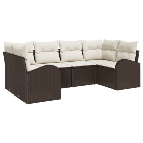 Juego de Sofá de Jardín de 6 Piezas con Cojines Marrón Ratán Poliamida by , Outdoor sofas - Ref: Foro24-3346178, Price: 409,1...