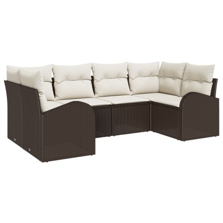 Juego de Sofá de Jardín de 6 Piezas con Cojines Marrón Ratán Poliamida by , Outdoor sofas - Ref: Foro24-3346178, Price: 409,1...