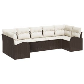 Conjunto de Sofá de Jardín de 7 Piezas con Cojines Marrón de Ratán Sintético de , Sofás de exterior - Ref: Foro24-3346188, Pr...