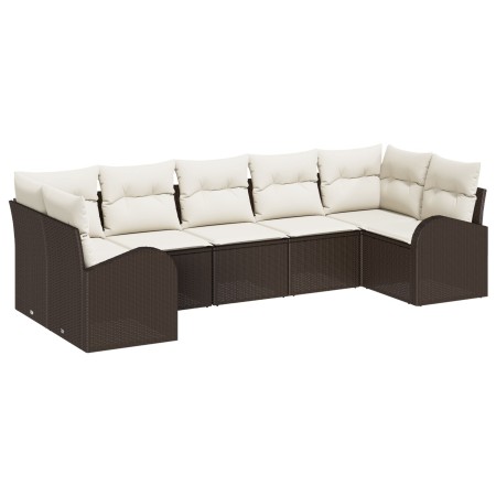 Conjunto de Sofá de Jardín de 7 Piezas con Cojines Marrón de Ratán Sintético von , Outdoor-Sofas - Ref: Foro24-3346188, Preis...