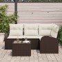 Conjunto de sofá de jardín con cojín 5 pcs Marrón Poliratán