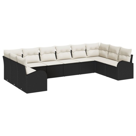 Juego de Sofá de Jardín de 10 Piezas con Cojines Poliratán Negro by , Outdoor sofas - Ref: Foro24-3346217, Price: 579,06 €, D...