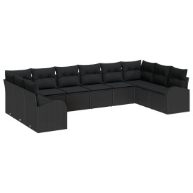 Conjunto de sofá de jardín de 10 piezas con cojines negro poli ratán. von , Outdoor-Sofas - Ref: Foro24-3346223, Preis: 657,0...