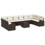 Juego de sofá de jardín de 10 piezas con cojines cremosos de ratán marrón by , Outdoor sofas - Ref: Foro24-3346228, Price: 73...