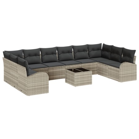 Juego de sofá de jardín de 11 piezas con cojines grises de poliratán by , Outdoor sofas - Ref: Foro24-3346232, Price: 765,91 ...