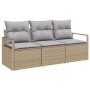Conjunto de Sofá de Jardín de 3 Piezas con Cojines Beige Poliratán, Sofá de Jardín de 2 Plazas con Cojines Beige Poliratán by...