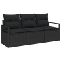 Set de Sofá de Jardín de 3 Piezas con Cojines Negro Poliratán, Sofá de Jardín de 2 Plazas con Cojines Negro Poliratán by , Ou...