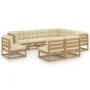 Garden furniture set 9 pcs honey brown pine wood cushions by vidaXL, Garden sets - Ref: Foro24-3076837, Price: 973,38 €, Disc...