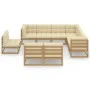 Garden furniture set 9 pcs honey brown pine wood cushions by vidaXL, Garden sets - Ref: Foro24-3076837, Price: 973,38 €, Disc...