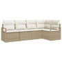 Juego de Sofá de Jardín 5 Piezas con Cojines Beige Poliratán, Sofá de Jardín de 2 Plazas con Cojines Beige Poliratán by , Out...