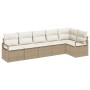 Juego de sofá de jardín de 6 piezas con cojines Beige Poliratán, Sofá de jardín de 2 plazas con cojines Beige Poliratán by , ...