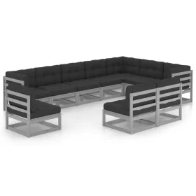 10-piece garden furniture set with gray pine wood cushions by vidaXL, Garden sets - Ref: Foro24-3076846, Price: 951,70 €, Dis...