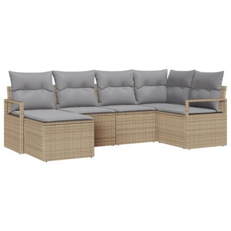 Conjunto de Sofá de Jardín de 6 Piezas con Cojines Beige Ratán P.E.,  Sofá de Jardín de 2 Plazas con Cojines Beige Ratán P.E. | Foro24.es | Tu tienda online para hogar, jardín y más Foro24.es