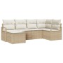 Juego de Sofás de Jardín de 6 Piezas con Cojines Beige, Sofá de Jardín de 2 Plazas con Cojines Beige von , Outdoor-Sofas - Re...