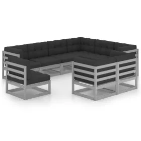 9-piece garden furniture set with gray pine wood cushions by vidaXL, Garden sets - Ref: Foro24-3076856, Price: 852,87 €, Disc...