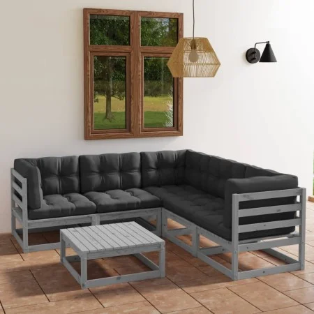 6-piece garden furniture set with solid pine wood cushions by vidaXL, Garden sets - Ref: Foro24-3076551, Price: 481,99 €, Dis...