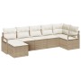 Conjunto de Sofás de Jardín de 7 Piezas con Cojines Beige Ratán Poli, Sofá de Jardín de 2 Piezas con Cojines Beige Ratán Poli...