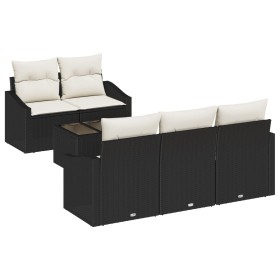 Conjunto de 6 Piezas de Sofá para Jardín con Cojines Negro Ratán Poliéster von , Outdoor-Sofas - Ref: Foro24-3346597, Preis: ...