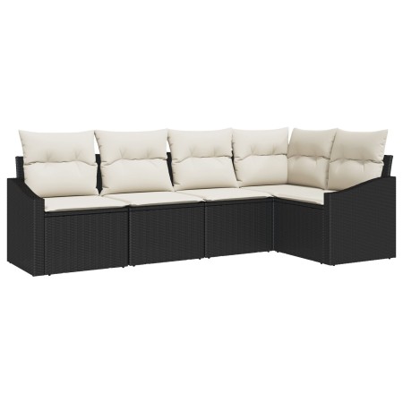 Juego de Sofás de Jardín de 5 Piezas con Cojines Negro Ratán Poliéster by , Outdoor sofas - Ref: Foro24-3346717, Price: 331,6...