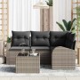 Conjunto de sofá de jardín con cojín 5 pcs Gris Poliratán