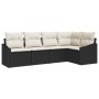 Juego de Sofás de Jardín de 5 Piezas con Cojines Negro Ratán Poliéster by , Outdoor sofas - Ref: Foro24-3346717, Price: 331,6...
