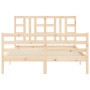 Bed frame with solid wood headboard 160x200 cm by vidaXL, Beds and slatted bases - Ref: Foro24-3193931, Price: 136,75 €, Disc...