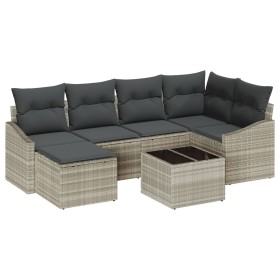 Juego de Sofás de Jardín de 7 Piezas con Cojines Grises de Poliratán by , Outdoor sofas - Ref: Foro24-3346802, Price: 452,35 ...