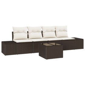 Juego de sofá de jardín de 5 piezas con cojines de poliratán marrón by , Outdoor sofas - Ref: Foro24-3346928, Price: 331,12 €...