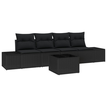 Conjunto de sofá de jardín de 5 piezas con cojines negro poliratán von , Outdoor-Sofas - Ref: Foro24-3346933, Preis: 335,12 €...