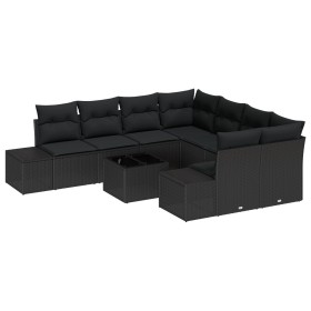 Conjunto de Sofás de Jardín de 9 Piezas con Cojines de Poliratán Negro by , Outdoor sofas - Ref: Foro24-3347003, Price: 597,0...