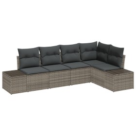 Juego de Sofás de Jardín de 5 Piezas con Cojines Gris Poliratán by , Outdoor sofas - Ref: Foro24-3347059, Price: 359,81 €, Di...