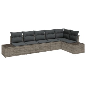 Conjunto de sofá de jardín de 6 piezas con cojines gris poliratán von , Outdoor-Sofas - Ref: Foro24-3347079, Preis: 412,19 €,...