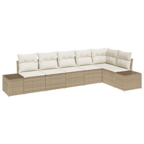 Juego de Sofás de Jardín de 6 Piezas con Cojines Beige Ratan Poliéster by , Outdoor sofas - Ref: Foro24-3347081, Price: 435,1...