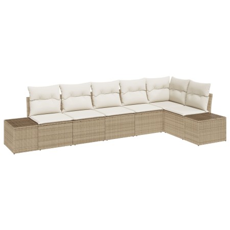 Juego de Sofás de Jardín de 6 Piezas con Cojines Beige Ratan Poliéster by , Outdoor sofas - Ref: Foro24-3347081, Price: 435,1...