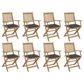 Klappbare Gartenstühle 8 Stück und Kissen aus massivem Akazienholz von vidaXL, Gartenstühle - Ref: Foro24-3075100, Preis: 389...