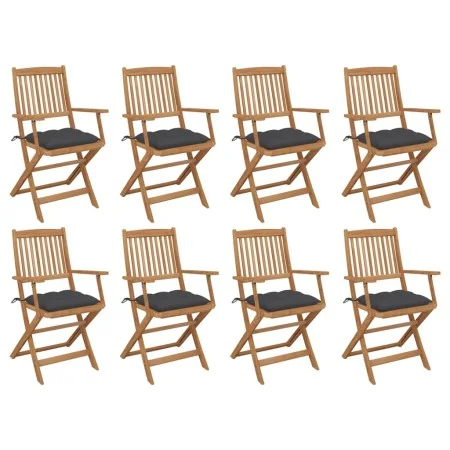 Folding garden chairs 8 units and solid acacia wood cushions by vidaXL, Garden chairs - Ref: Foro24-3075100, Price: 389,45 €,...