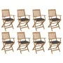 Folding garden chairs 8 units and solid acacia wood cushions by vidaXL, Garden chairs - Ref: Foro24-3075100, Price: 389,45 €,...