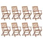Folding garden chairs 8 units and solid acacia wood cushions by vidaXL, Garden chairs - Ref: Foro24-3075100, Price: 444,68 €,...
