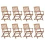 Folding garden chairs 8 units and solid acacia wood cushions by vidaXL, Garden chairs - Ref: Foro24-3075100, Price: 389,45 €,...