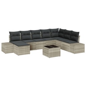 Set de Sofá de Jardín de 9 Piezas con Cojines Gris de Ratán by , Outdoor sofas - Ref: Foro24-3347192, Price: 615,32 €, Discou...