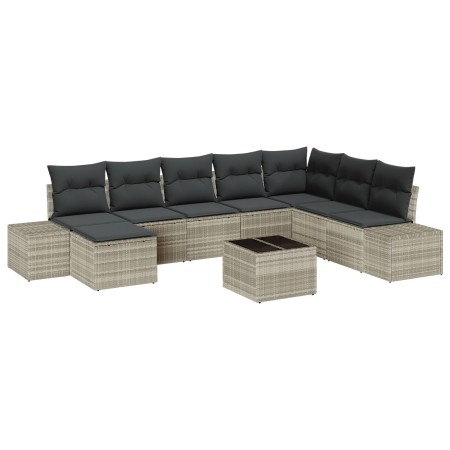 Set de Sofá de Jardín de 9 Piezas con Cojines Gris de Ratán by , Outdoor sofas - Ref: Foro24-3347192, Price: 615,32 €, Discou...